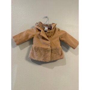 Max Studio Kids Hooded Faux Fur Trim Coat Camel Tan Baby Girl 12M Winter Jacket